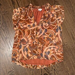 A.L.C. Brown and Pink Paisley Blouse